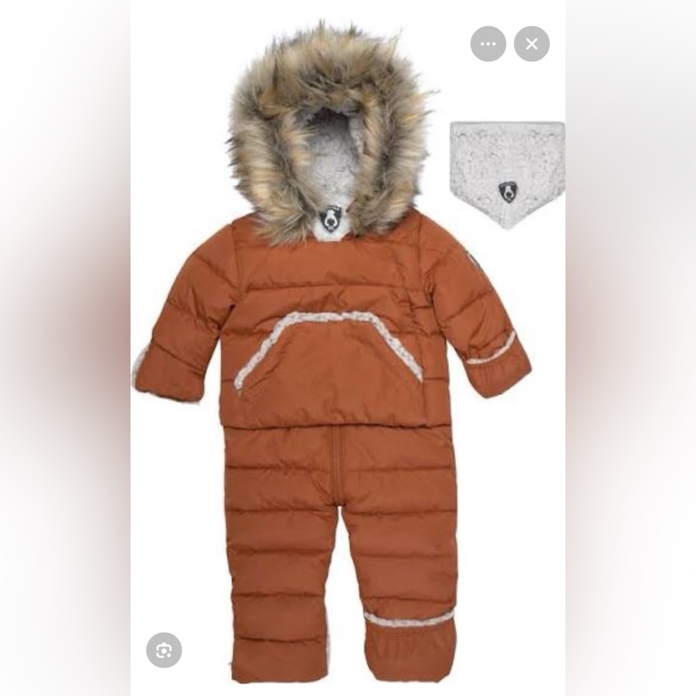 Deux par Deux Brown Snowsuit with Faux Fur Trim